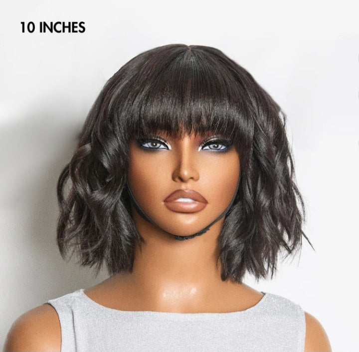 PJ Hair 150% Density Put On and Go Layered Cut Minimalist Lace Bob Wig Yaki Straight 10"