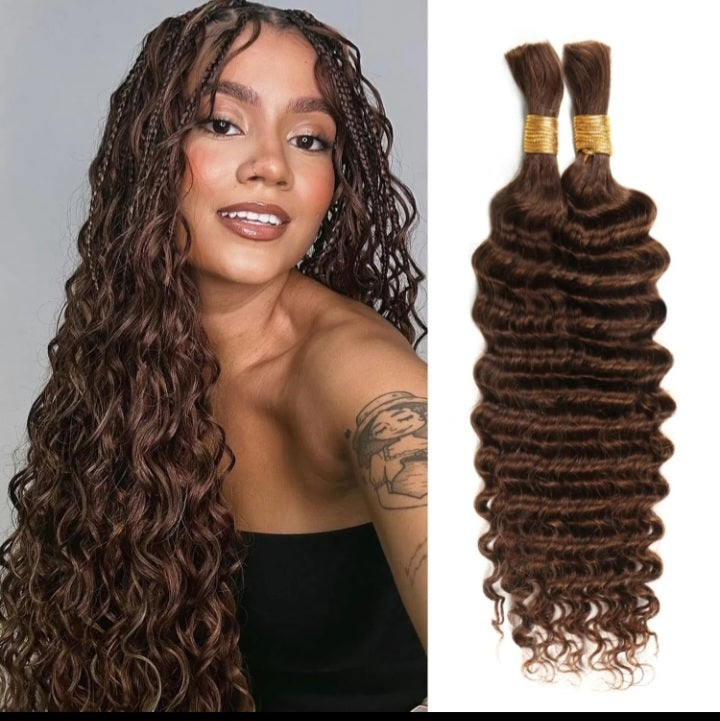 Deep Wave Bulk Hair For Braiding #4 Color 16"