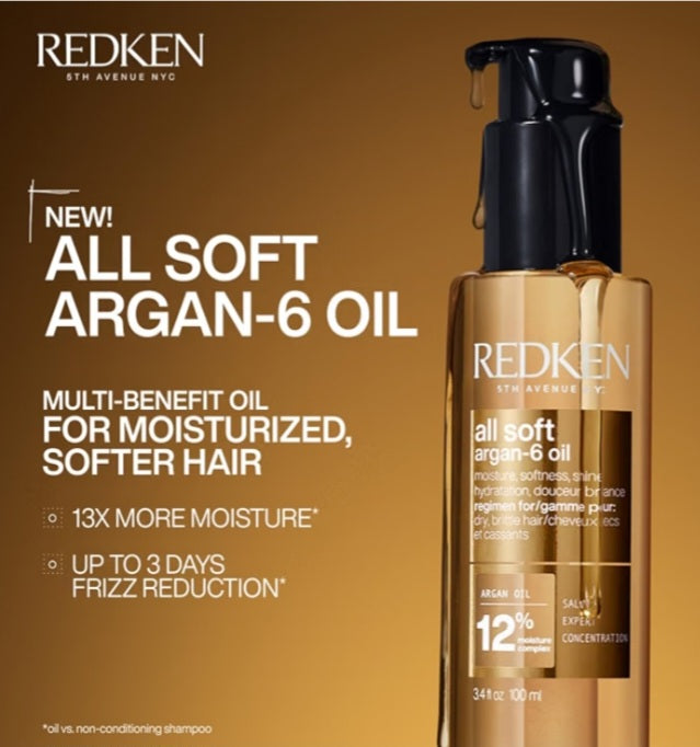 Redken All Soft Argan-6 Hair Oil – For Softness & Shine