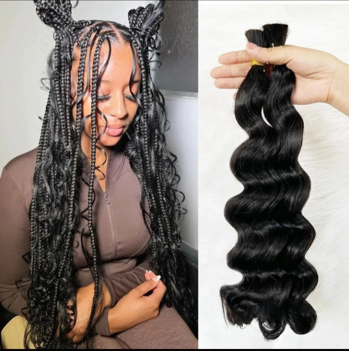 Loose Wave Bulk Hair For Braiding #1B 16"