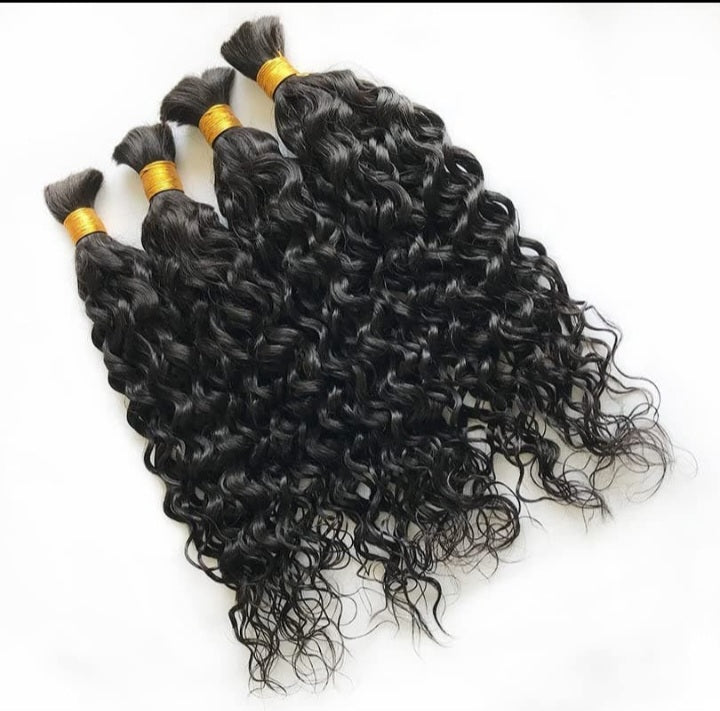 Water Wave Bulk Hair For Braiding #1B Natural Black