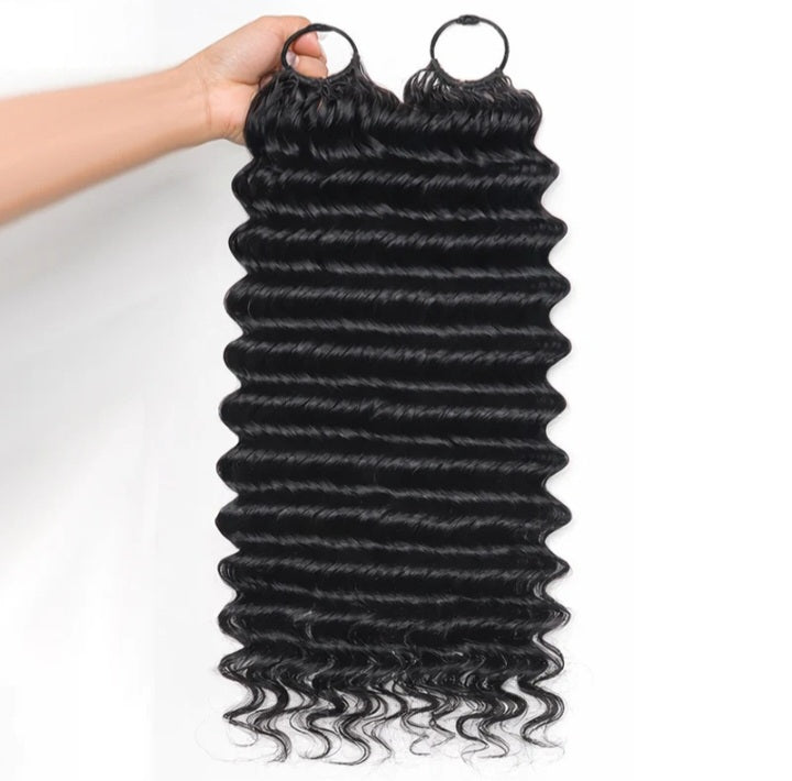 Knots Human Feather Crochet Hair Deep Wave with No Spiral Ends - Pre-Separated Knotless Crochet Braids for Seamless Blending- 14inches