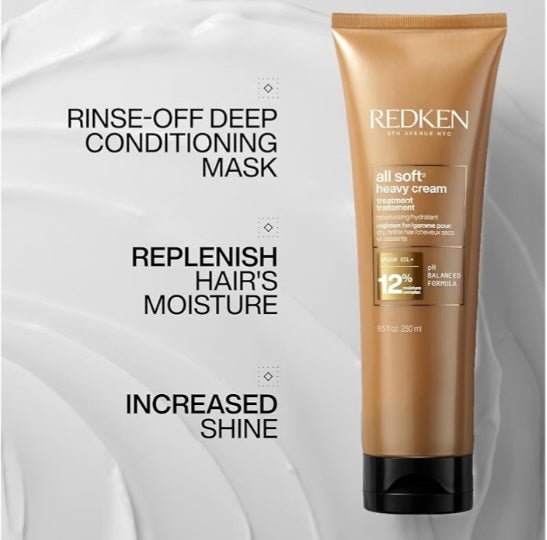 Redken All Soft Heavy Cream Mask Treatment- Moisturizing Deep Conditioner Treatment For Dry Hair, Softens and Smooths Hair, With Argan Oil