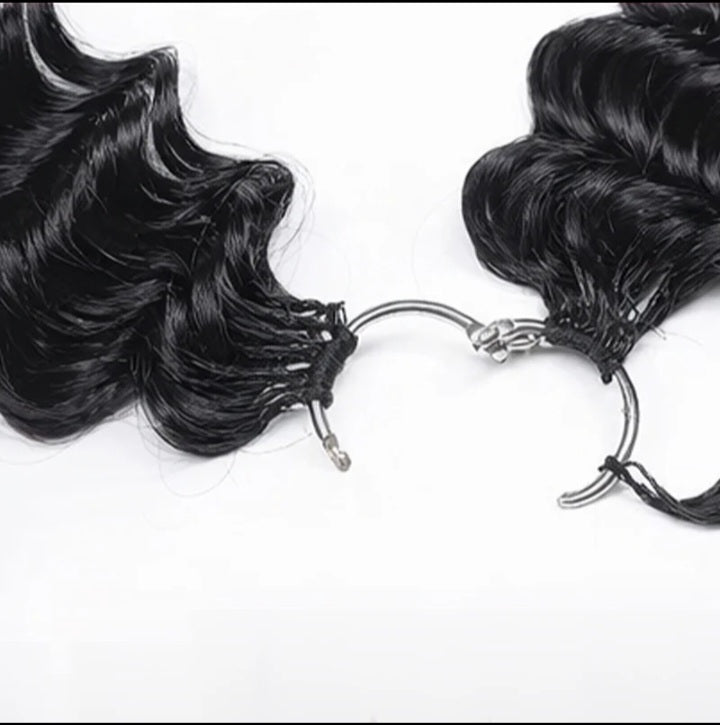 Knots Human Feather Crochet Hair Deep Wave with No Spiral Ends - Pre-Separated Knotless Crochet Braids for Seamless Blending- 14inches