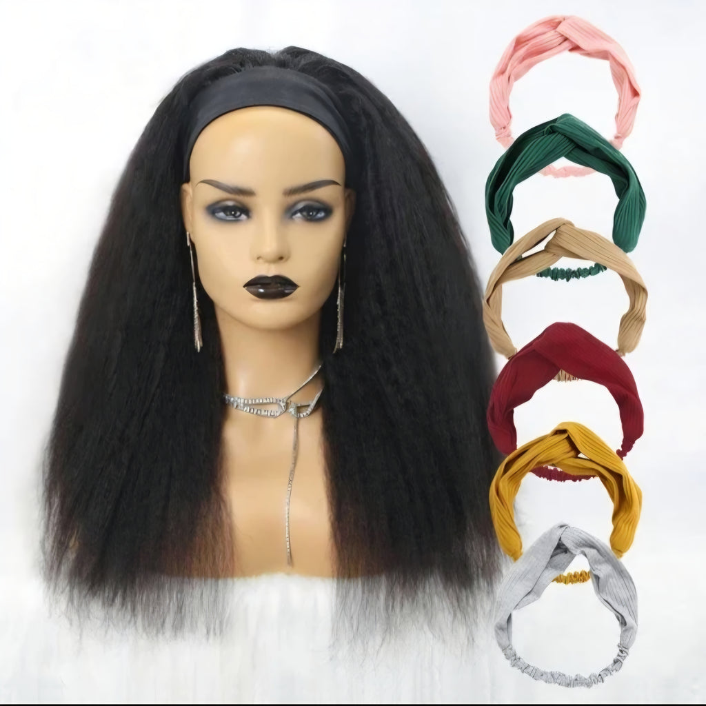 PJ Yaki 12 Inches Grab-N-Go Yaki Headband Wigs 200% Density -100% Human Hair